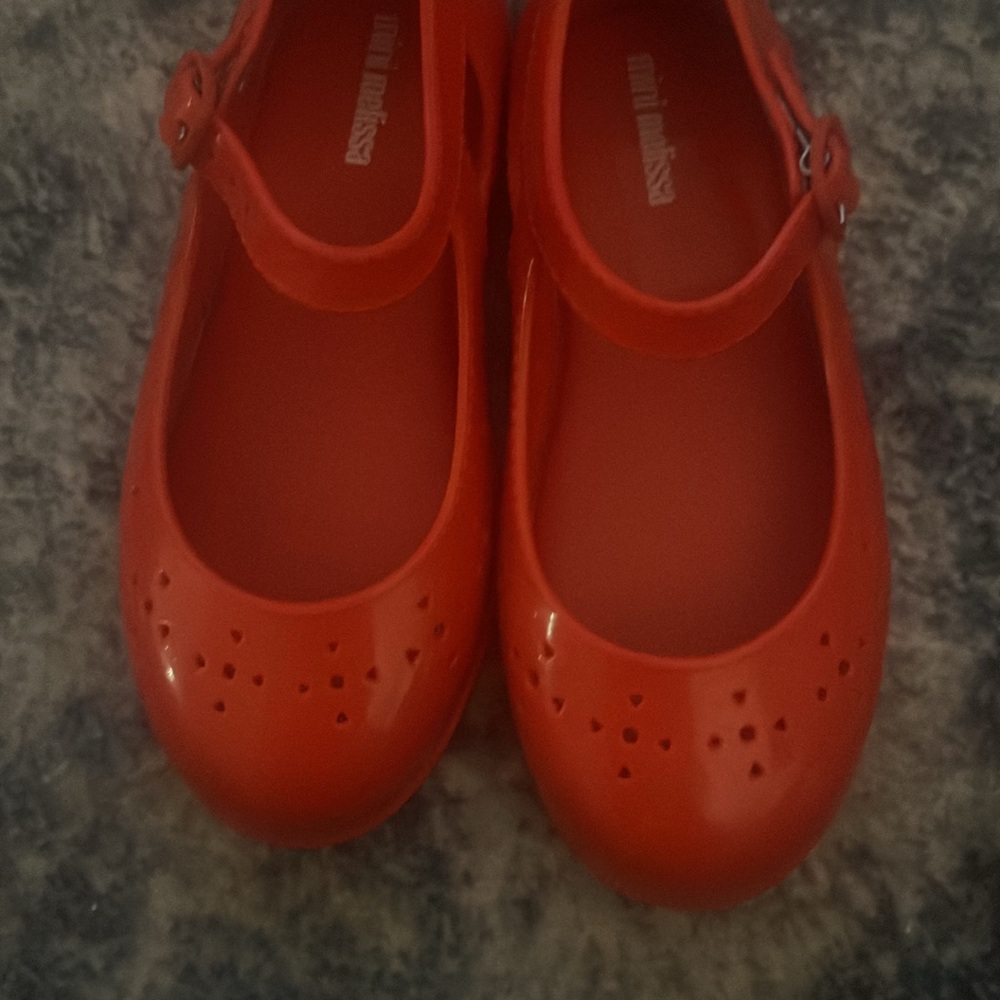 Mini Melissa Red Dress Shoes with Perforated Design